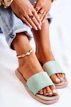 Damskie Boto Zamszowe Damskie Klapki Zielone Sunset