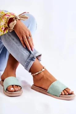 Damskie Boto Zamszowe Damskie Klapki Zielone Sunset