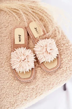 Online Boto Zamszowe Damskie Klapki Z Ozdobą Beżowe Giorgia