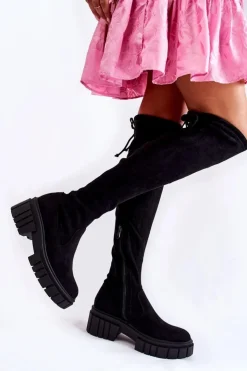 Discount Boto Zamszowe Damskie Kozaki Za Kolano Czarne Cheera Czarny