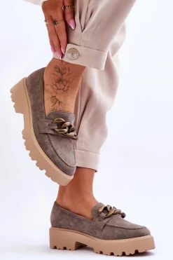 Damskie buty S.Barski Mokasyny Damskie Zamszowe*Zamszowe Damskie Mokasyny S.Barski HX52-222 Szare