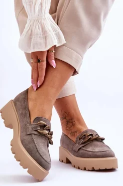 Damskie buty S.Barski Mokasyny Damskie Zamszowe*Zamszowe Damskie Mokasyny S.Barski HX52-222 Szare