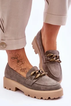 Damskie buty S.Barski Mokasyny Damskie Zamszowe*Zamszowe Damskie Mokasyny S.Barski HX52-222 Szare