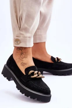 Clearance Damskie buty S.Barski Zamszowe Damskie Mokasyny S.Barski HX52-222 Czarne