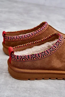 Boto Kapcie Klasyczne*Zamszowe Damskie Papcie Z Futerkiem Camel Buffie