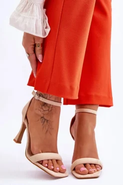 Discount Boto Zamszowe Damskie Sandały Na Obcasie Beżowe Rousses