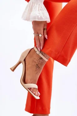 Discount Boto Zamszowe Damskie Sandały Na Obcasie Beżowe Rousses