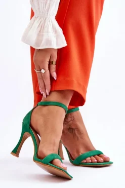 Damskie Boto Zamszowe Damskie Sandały Na Obcasie Zielone Rousses