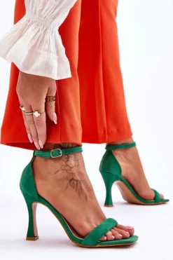 Damskie Boto Zamszowe Damskie Sandały Na Obcasie Zielone Rousses