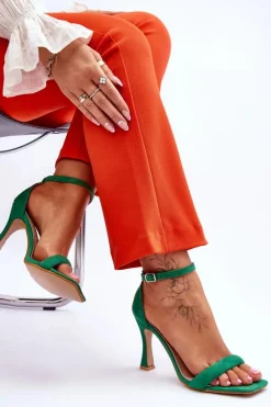 Damskie Boto Zamszowe Damskie Sandały Na Obcasie Zielone Rousses