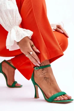 Damskie Boto Zamszowe Damskie Sandały Na Obcasie Zielone Rousses