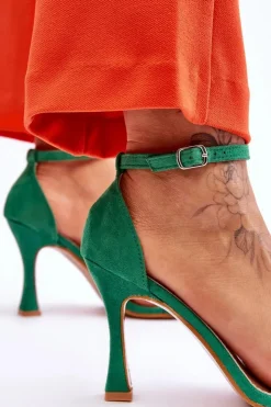 Damskie Boto Zamszowe Damskie Sandały Na Obcasie Zielone Rousses