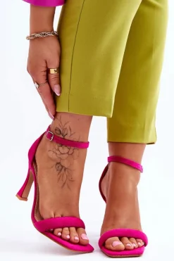 Boto Sandały Na Obcasie*Zamszowe Damskie Sandały Na Obcasie Fuksja Rousses