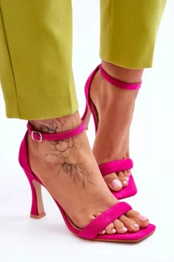 Boto Sandały Na Obcasie*Zamszowe Damskie Sandały Na Obcasie Fuksja Rousses