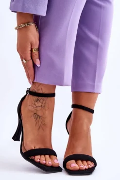 Boto Sandały Na Obcasie*Zamszowe Damskie Sandały Na Obcasie Czarne Rousses