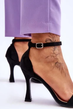 Boto Sandały Na Obcasie*Zamszowe Damskie Sandały Na Obcasie Czarne Rousses