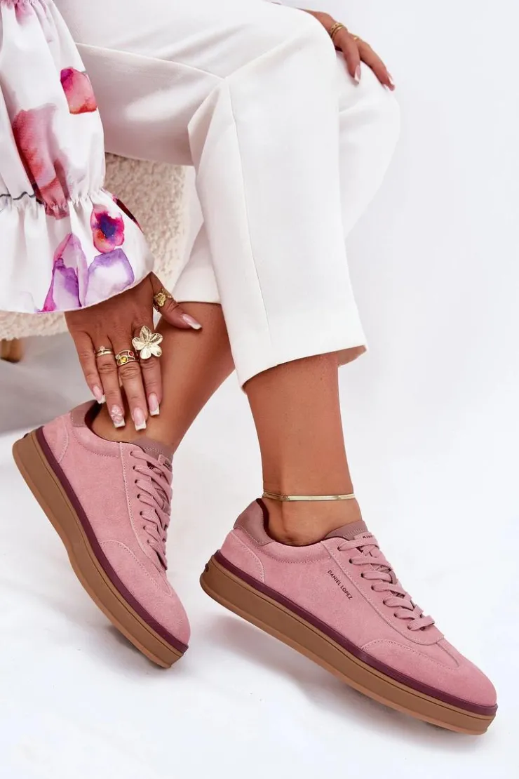 Daniel Lopez Just Dare Buty Sportowe Na Platformie|Sneakersy Damskie*Zamszowe Damskie Sneakersy SS2D4010 Różowe Różowy