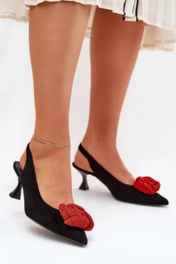 CheBello Szpilki Zamszowe|Czółenka Zamszowe*Zamszowe Eleganckie Czółenka Na Szpilce 4666 Czarne Czarny