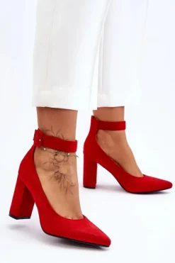 Best Boto Zamszowe Eleganckie Czółenka Czerwone Gloria