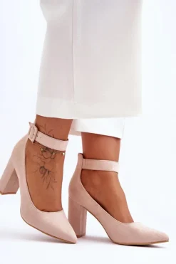 Damskie Boto Zamszowe Eleganckie Czółenka Beżowe Gloria