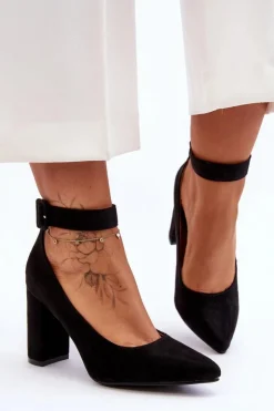 Boto Czółenka Zamszowe|Czółenka Na Słupku*Zamszowe Eleganckie Czółenka Czarne Gloria