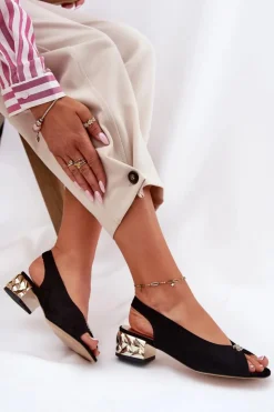 Best CheBello Zamszowe Eleganckie Sandały Damskie 4724 Czarne Czarny