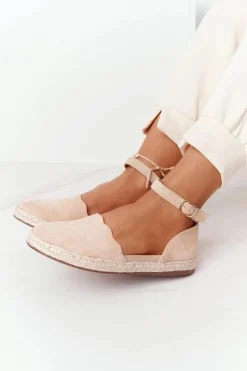 Sale Damskie buty S.Barski Zamszowe Espadryle Na Słomkowej Podeszwie S.Barski Beżowe