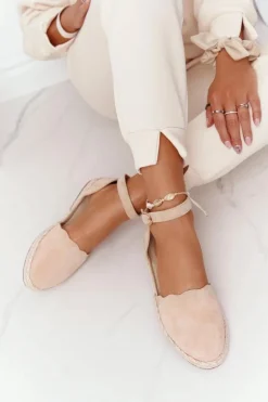 Sale Damskie buty S.Barski Zamszowe Espadryle Na Słomkowej Podeszwie S.Barski Beżowe