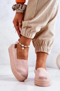 Online Boto Zamszowe Espadryle Wsuwane Różowe Lesley