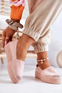 Online Boto Zamszowe Espadryle Wsuwane Różowe Lesley