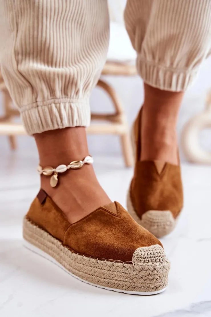 Boto Czarne Espadryle*Zamszowe Espadryle Wsuwane Camel Lesley