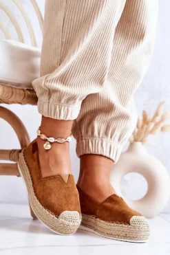 Boto Czarne Espadryle*Zamszowe Espadryle Wsuwane Camel Lesley