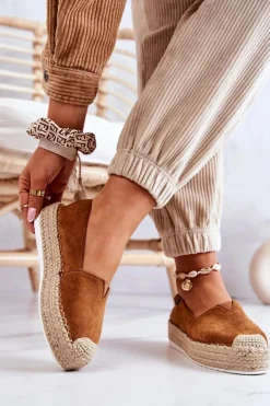 Boto Czarne Espadryle*Zamszowe Espadryle Wsuwane Camel Lesley