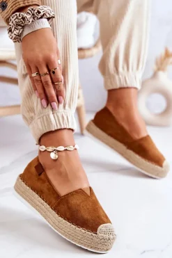 Boto Czarne Espadryle*Zamszowe Espadryle Wsuwane Camel Lesley