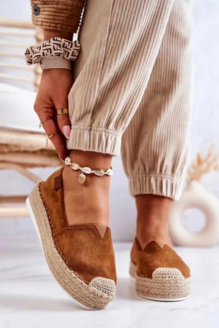 Boto Czarne Espadryle*Zamszowe Espadryle Wsuwane Camel Lesley