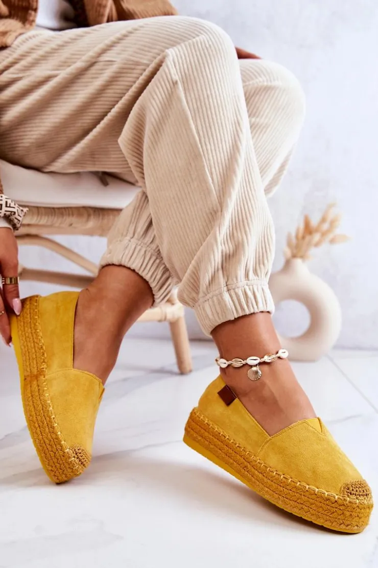 Discount Boto Zamszowe Espadryle Wsuwane Żółte Lesley