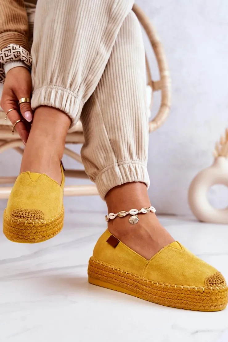 Discount Boto Zamszowe Espadryle Wsuwane Żółte Lesley