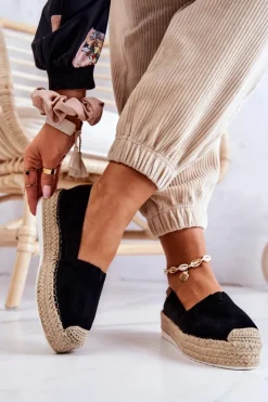 Boto Czarne Espadryle*Zamszowe Espadryle Wsuwane Czarne Lesley