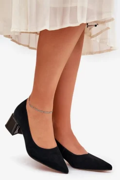 Hot Buty damskie Vinceza Zamszowe Gładkie Czółenka Ze Szpiczastymi Noskami Vinceza 66736 Czarne Czarny