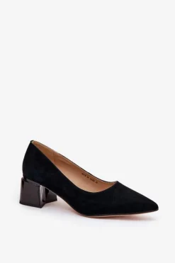 Hot Buty damskie Vinceza Zamszowe Gładkie Czółenka Ze Szpiczastymi Noskami Vinceza 66736 Czarne Czarny