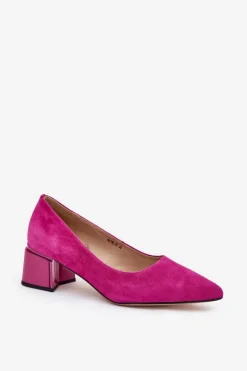 Buty damskie Vinceza Czółenka Zamszowe|Czółenka Na Słupku*Zamszowe Gładkie Czółenka Ze Szpiczastymi Noskami Vinceza 66736 Fuksja Różowy