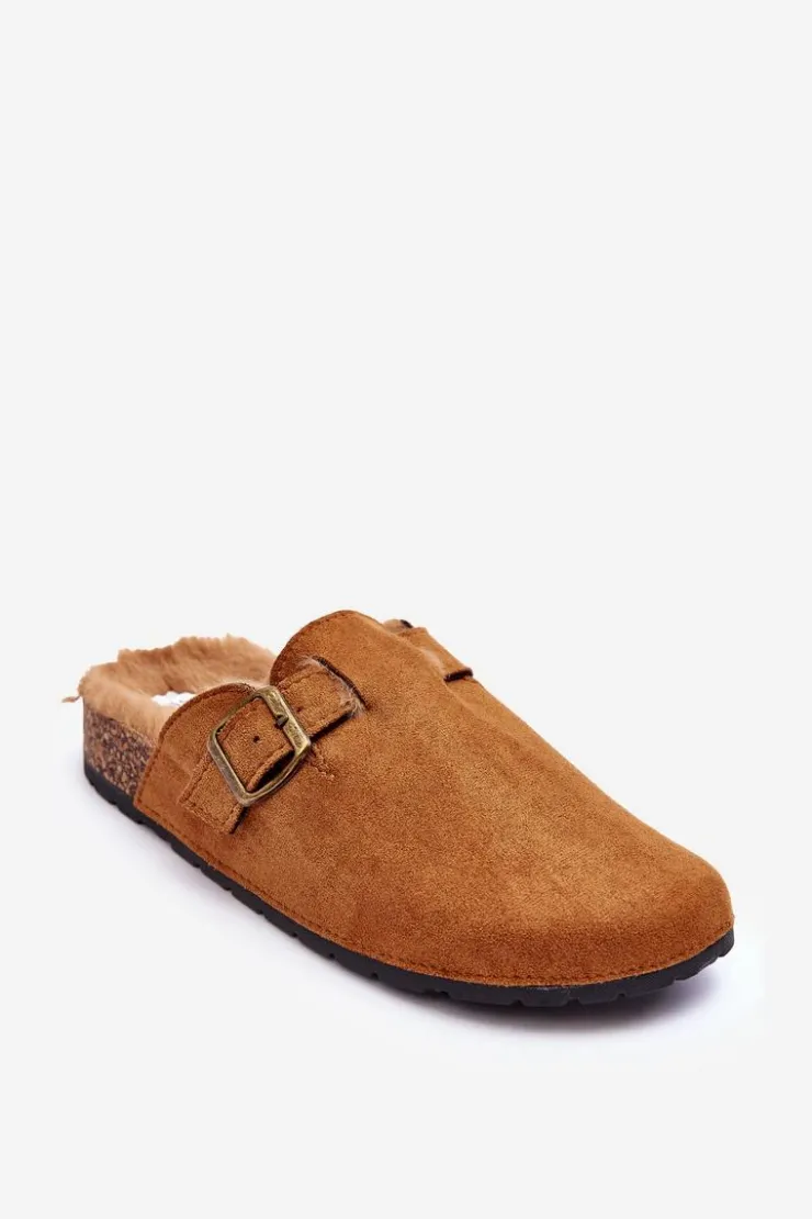 Boto Klapki Korkowe|Klapki Na Platformie*Zamszowe Klapki Damskie Z Futerkiem Brązowe Haidamia