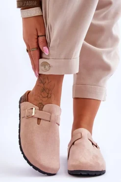 Boto Klapki Korkowe|Klapki Na Platformie*Zamszowe Klapki Na Korkowej Platformie Beżowe Vellma