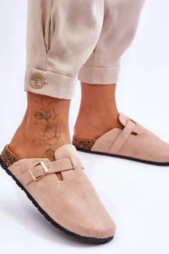 Boto Klapki Korkowe|Klapki Na Platformie*Zamszowe Klapki Na Korkowej Platformie Beżowe Vellma