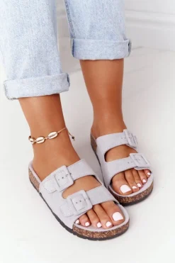 Boto Klapki Korkowe|Klapki Damskie Klasyczne*Zamszowe Klapki Na Korkowej Podeszwie Szare Jennifer