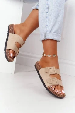 Boto Klapki Korkowe|Klapki Damskie Klasyczne*Zamszowe Klapki Na Korkowej Podeszwie Beżowe Jennifer