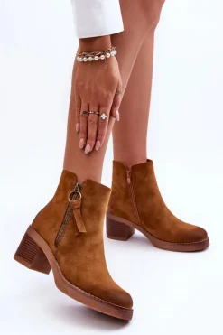 Online Boto Zamszowe Klasyczne Botki Damskie Brązowe Limoso