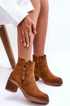 Online Boto Zamszowe Klasyczne Botki Damskie Brązowe Limoso