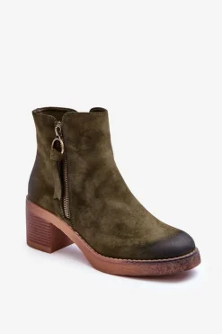 Damskie Boto Zamszowe Klasyczne Botki Damskie Zielone Limoso