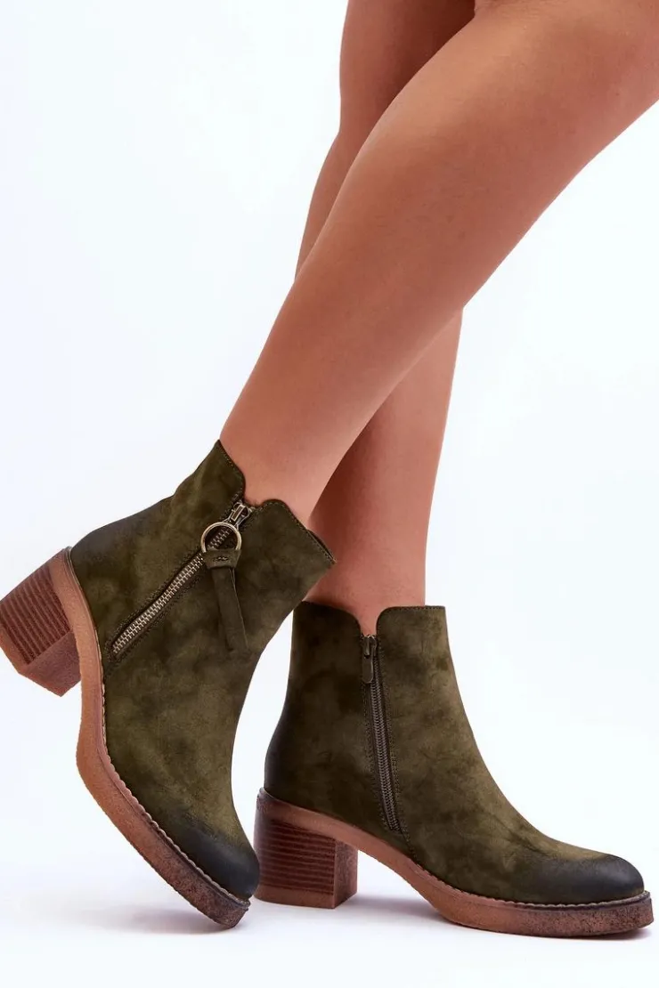 Damskie Boto Zamszowe Klasyczne Botki Damskie Zielone Limoso
